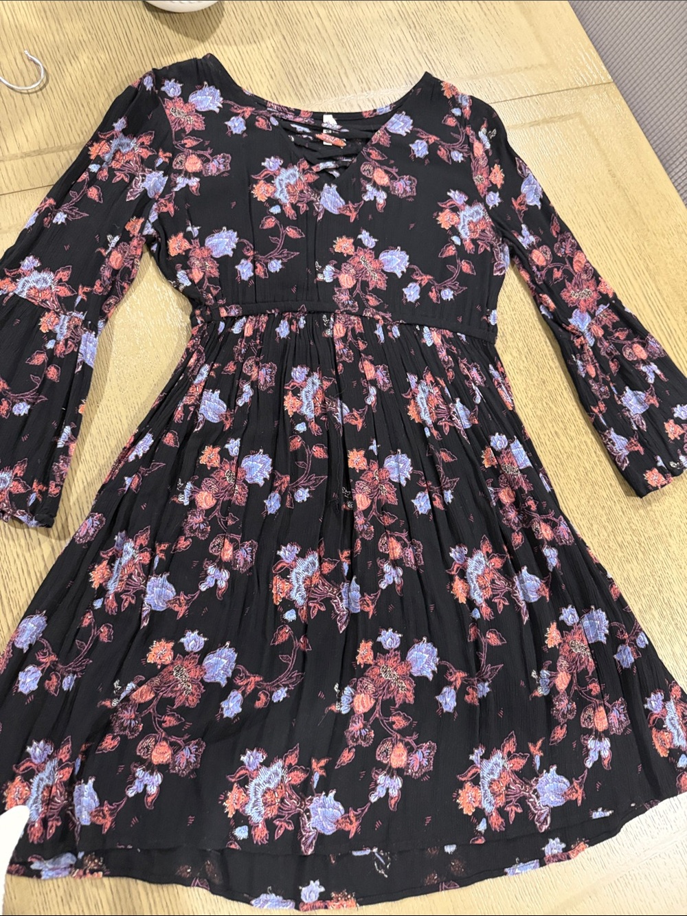 Mudd Black Mini Dress with Lavender and Coral Floral Print